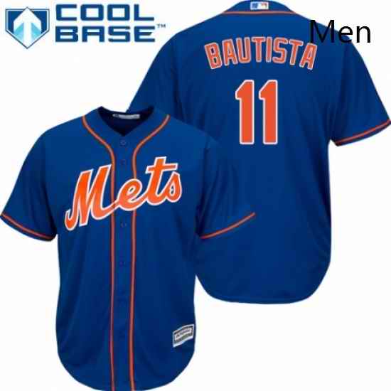 Mens Majestic New York Mets 11 Jose Bautista Replica Royal Blue Alternate Home Cool Base MLB Jersey